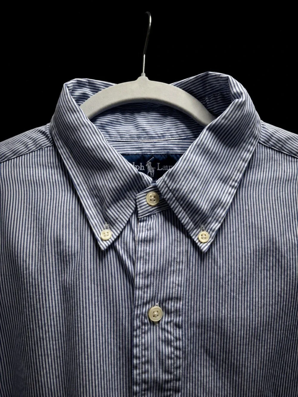 Ralph Lauren Blake Blue/White Striped Button-Down Cotton Shirt Men Size X-Large - Picture 9 of 16